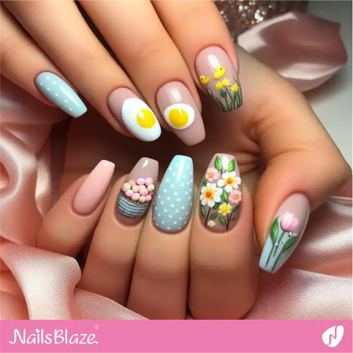 Easter Basket with Mini Eggs Design | Easter Nails - NB3454